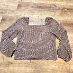 Madewell Brown Diamond Pattern Long Sleeve Blouse Size Small